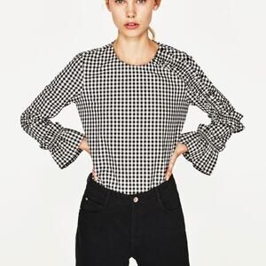 Zara Trafaluc Colelction Gingham Blouse